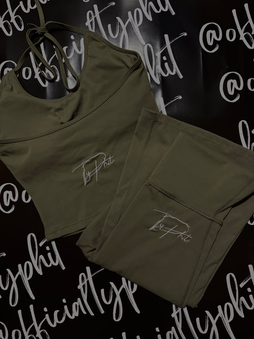 Army Green Flip Over Flare Set